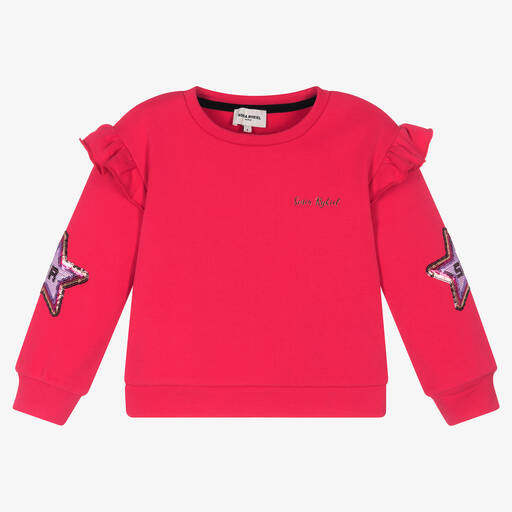 Sonia Rykiel Paris-Sweat-shirt rose Étoiles pailletées | Childrensalon Outlet