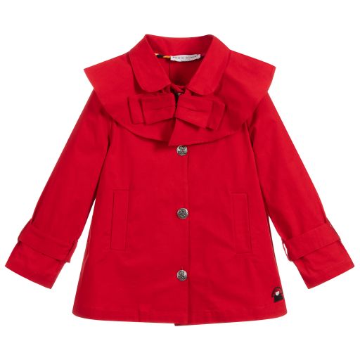 Sonia Rykiel Paris-معطف قطن تويل لون أحمر للبنات | Childrensalon Outlet