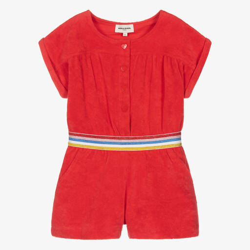 Sonia Rykiel Paris-Combi-short rouge en coton fille | Childrensalon Outlet