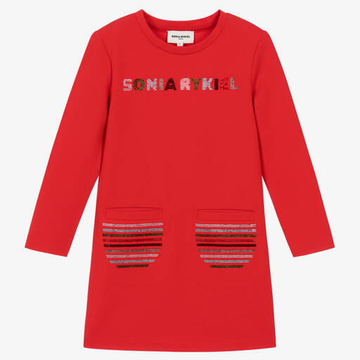 Sonia Rykiel Paris-Girls Red Diamanté Dress | Childrensalon Outlet