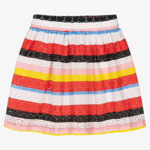 Sonia Rykiel Paris-Girls Red Striped Cotton Skirt | Childrensalon Outlet