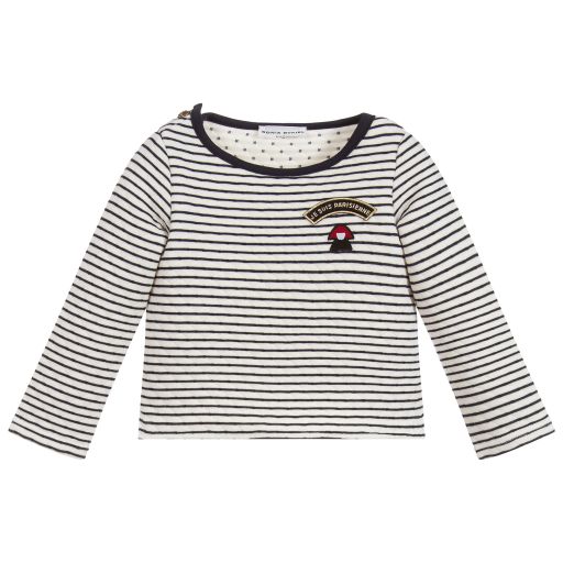 Sonia Rykiel Paris-توب قطن مقلم لون عاجي وكحلي للبنات | Childrensalon Outlet