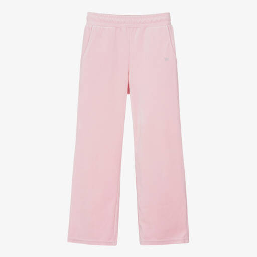 Sonia Rykiel Paris-Girls Velour Pink Wide-Leg Trousers | Childrensalon Outlet