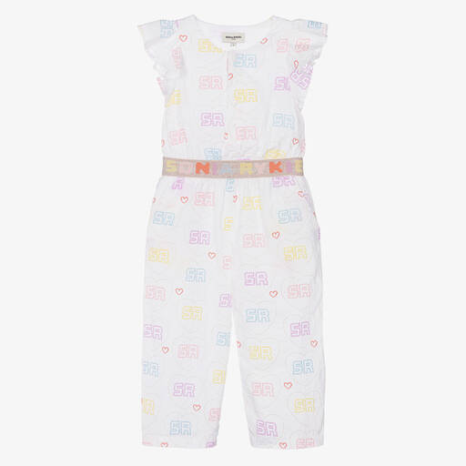 Sonia Rykiel Paris-Girls White Cotton Embroidered Jumpsuit | Childrensalon Outlet