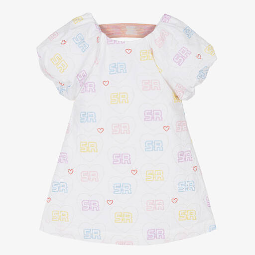Sonia Rykiel Paris-Girls White Cotton Heart Dress | Childrensalon Outlet