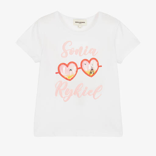 Sonia Rykiel Paris-تيشيرت قطن لون أبيض للبنات | Childrensalon Outlet
