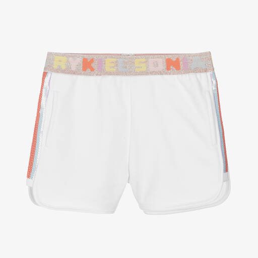 Sonia Rykiel Paris-Girls White Sparkly Sequin Cotton Shorts  | Childrensalon Outlet