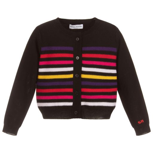 Sonia Rykiel Paris-كارديغان صوف وكشمير لون أسود للبنات | Childrensalon Outlet