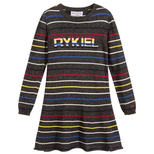 Sonia Rykiel Paris-Knitted Glittery Striped Dress | Childrensalon Outlet
