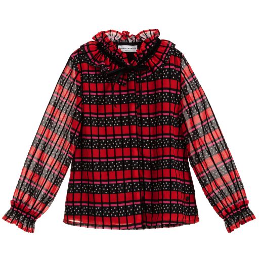 Sonia Rykiel Paris-Gestreifte Bluse in Rot und Schwarz | Childrensalon Outlet