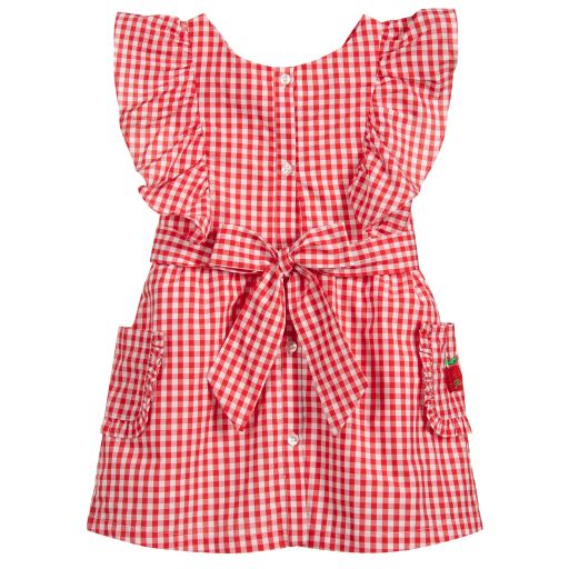 Sonia Rykiel Paris-Red Cotton Gingham Dress | Childrensalon Outlet