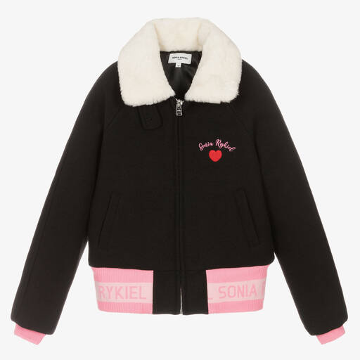 Sonia Rykiel Paris-Teen Girls Black & Pink Bomber Jacket | Childrensalon Outlet