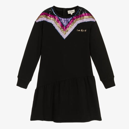 Sonia Rykiel Paris-Черное платье с полосками из пайеток | Childrensalon Outlet