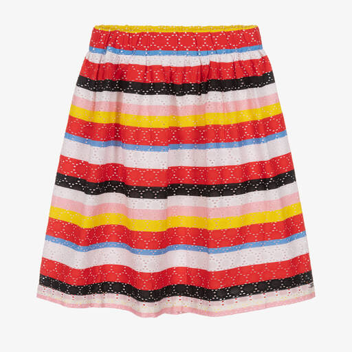 Sonia Rykiel Paris-تنورة تينز بناتي قطن مطرز مقلم بطبعة ملونة | Childrensalon Outlet