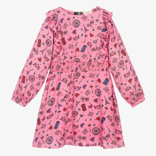 Sonia Rykiel Paris-فستان تينز بناتي فيسكوز لون زهري | Childrensalon Outlet