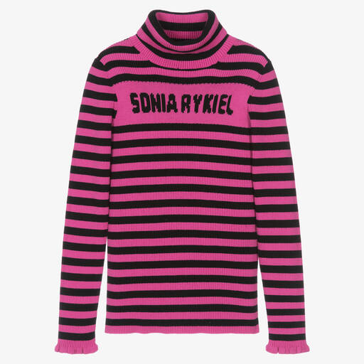 Sonia Rykiel Paris-Teen Girls Pink Striped Roll Neck Jumper | Childrensalon Outlet