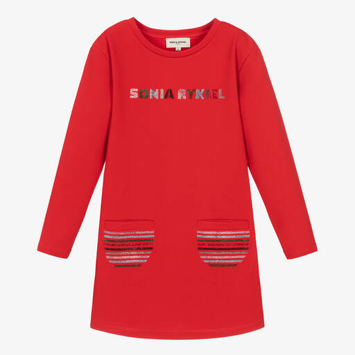 Sonia Rykiel Paris-Красное платье со стразами для девочек-подростков | Childrensalon Outlet