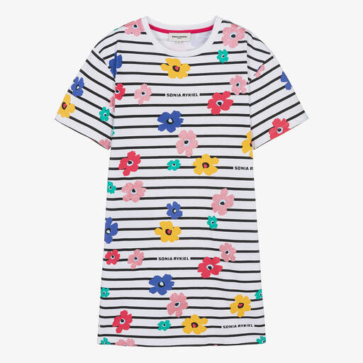 Sonia Rykiel Paris-Teen Girls White Cotton T-Shirt Dress | Childrensalon Outlet
