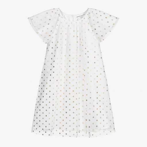 Sonia Rykiel Paris-White Polka Dot Tulle Dress | Childrensalon Outlet