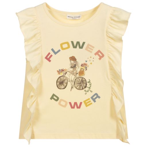 Sonia Rykiel Paris-Yellow Cotton Ruffle T-Shirt | Childrensalon Outlet