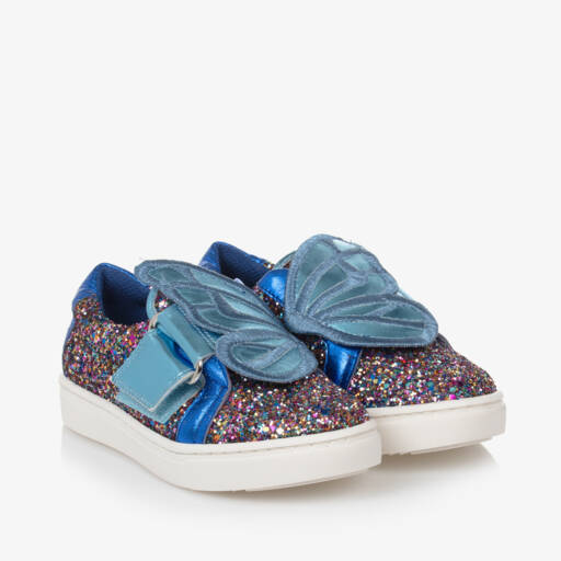 Sophia Webster Mini-Girls Glitter Butterfly Blue Trainers | Childrensalon Outlet