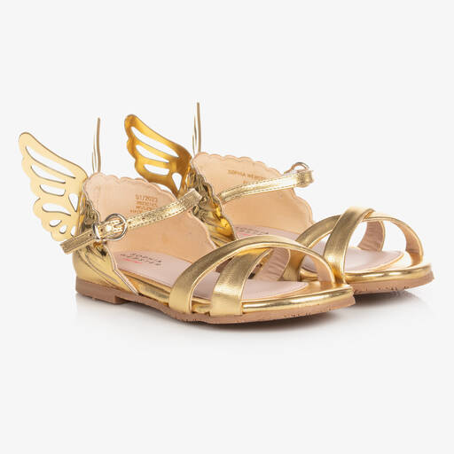 Sophia Webster Mini-صندل جلد لون ذهبي للبنات | Childrensalon Outlet