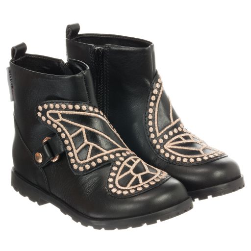 Sophia Webster Mini-بوت جلد لون أسود للبنات | Childrensalon Outlet