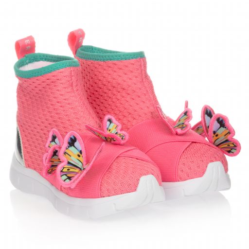 Sophia Webster Mini-Розовые кроссовки-носки с бабочками | Childrensalon Outlet