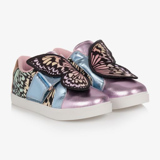 Sophia Webster Mini-Pink Leather Butterfly Trainers | Childrensalon Outlet