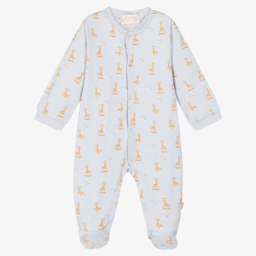 Sophie la Girafe-Blue Giraffe Print Babygrow | Childrensalon Outlet