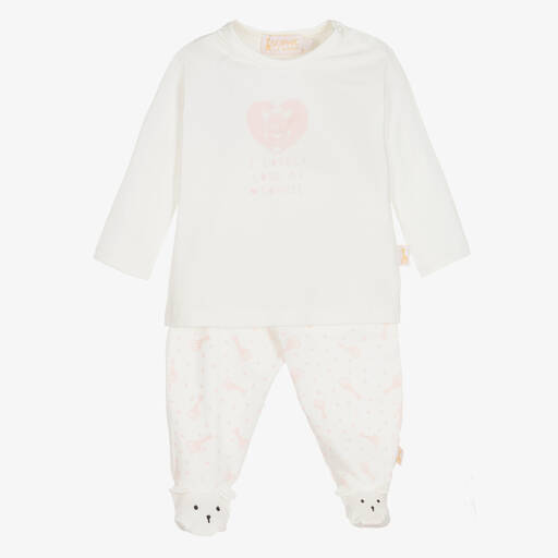 Sophie la Girafe-Ivory Cotton 2 Piece Babygrow | Childrensalon Outlet