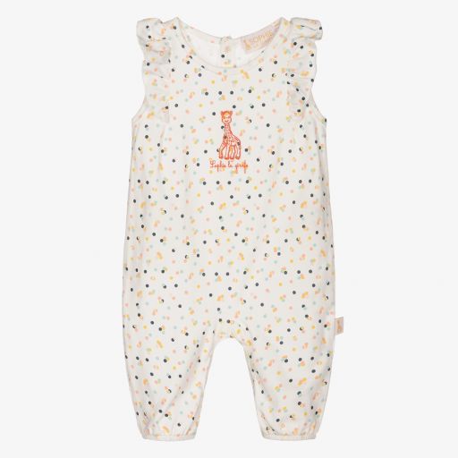 Sophie la Girafe-Ivory Cotton Spotted Romper | Childrensalon Outlet