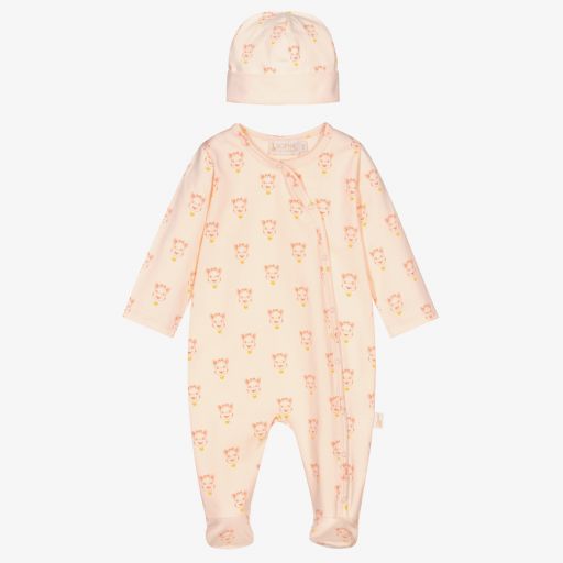 Sophie la Girafe-Pink Cotton Babygrow Set | Childrensalon Outlet