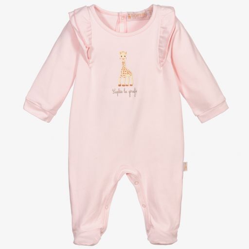 Sophie la Girafe-Pink Cotton Giraffe Babygrow | Childrensalon Outlet