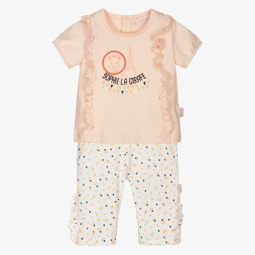 Sophie la Girafe-Pink & Ivory Leggings Set | Childrensalon Outlet