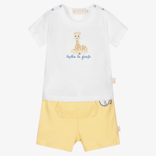 Sophie la Girafe-White & Yellow Shorts Set | Childrensalon Outlet