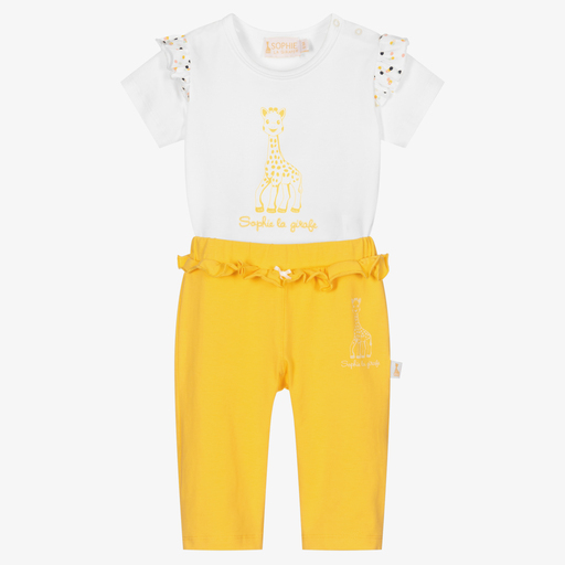 Sophie la Girafe-White & Yellow Trouser Set | Childrensalon Outlet