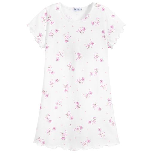 Sottocoperta-قميص نوم قطن جيرسي لون أبيض وزهري | Childrensalon Outlet
