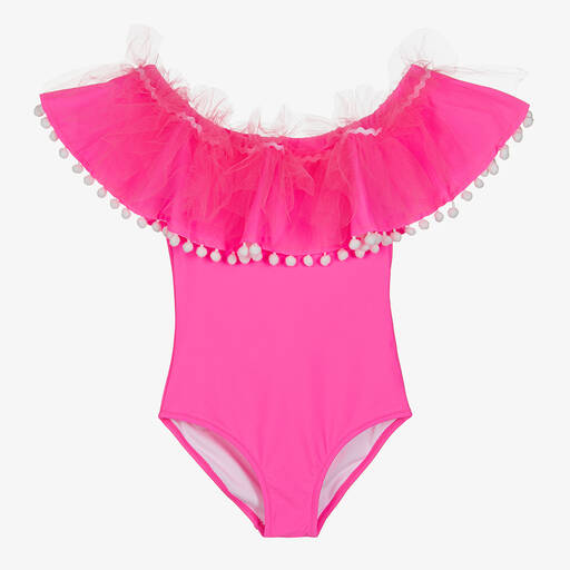 Stella Cove-Teen Girls Neon Pink Pom-Pom Swimsuit | Childrensalon Outlet
