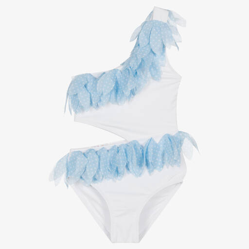 Stella Cove-Teen Girls White & Blue Petals Swimsuit | Childrensalon Outlet