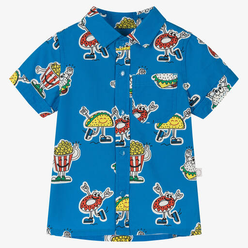 Stella McCartney Kids-Baby Boys Blue Printed Cotton Shirt | Childrensalon Outlet