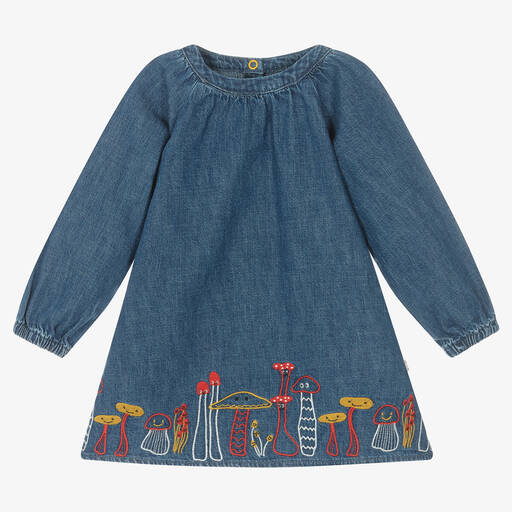 Stella McCartney Kids-فستان أطفال بناتي قطن دنيم لون أزرق داكن | Childrensalon Outlet