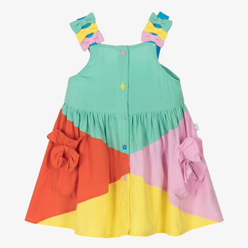 Stella McCartney Kids-Baby Girls Green Colourblock Bow Dress | Childrensalon Outlet