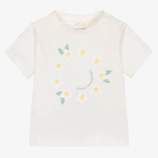 Stella McCartney Kids-Кремовая футболка с венком из ромашек | Childrensalon Outlet