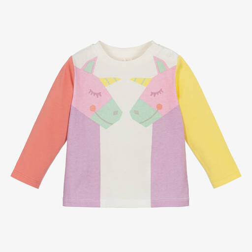 Stella McCartney Kids-Baby Girls Pastel Unicorn Cotton Top | Childrensalon Outlet