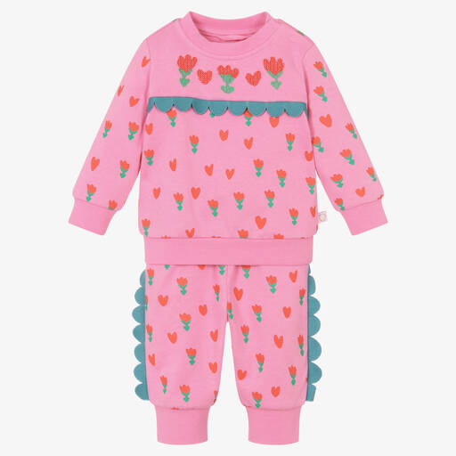 Stella McCartney Kids-Baby Girls Pink Cotton Tulip Tracksuit | Childrensalon Outlet