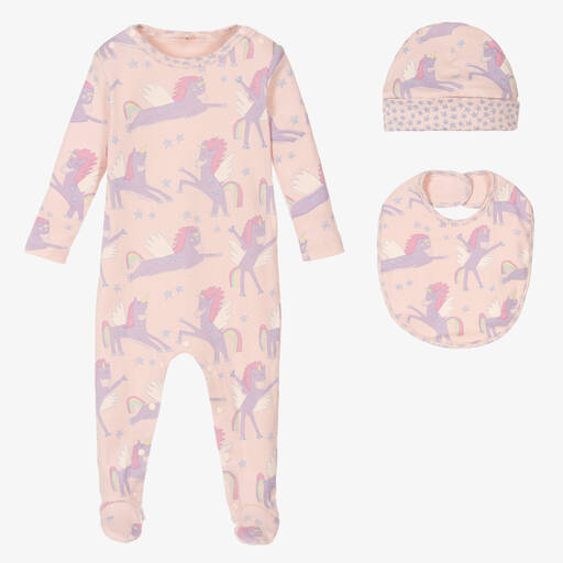 Stella McCartney Kids-Baby Girls Pink Unicorn Babysuit Set | Childrensalon Outlet