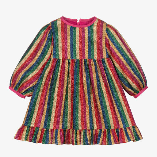 Stella McCartney Kids-Платье в полоску с радужными блестками | Childrensalon Outlet