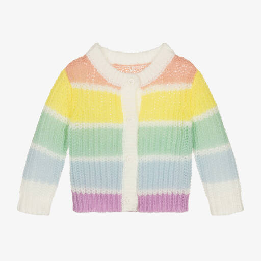 Stella McCartney Kids-Baby Girls Rainbow Stripe Knit Cardigan | Childrensalon Outlet