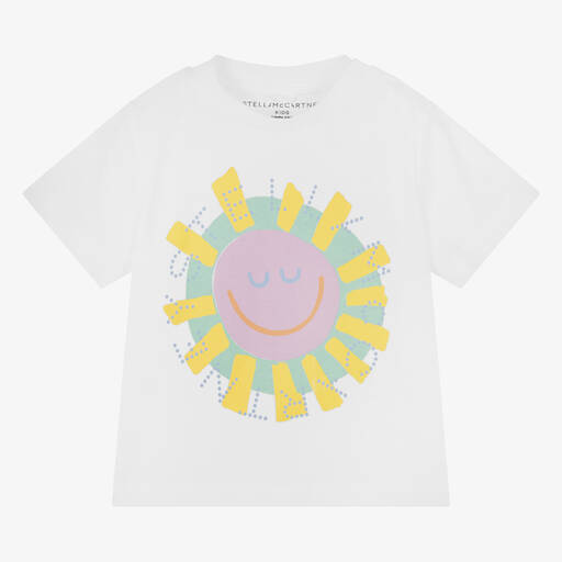 Stella McCartney Kids-تيشيرت أطفال بناتي قطن عضوي جيرسي لون أبيض | Childrensalon Outlet